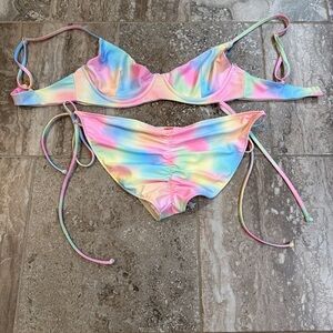 Pastel Tie-Dye Underwire Bikini Set - Women